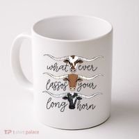 Whatever Lassos Your Longhorn Country Cow Farm Gift Coffee Mug thumb 0