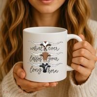 Whatever Lassos Your Longhorn Country Cow Farm Gift Coffee Mug thumb 3