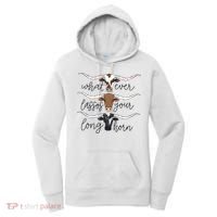 Whatever Lassos Your Longhorn Country Cow Farm Gift Women's Hoodie thumb 0