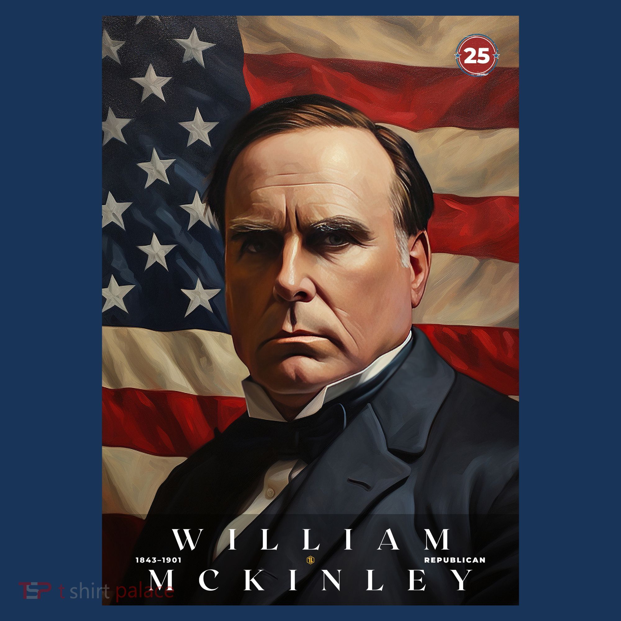 William Mckinley 25th President Of The United States Portrait T-Shirt