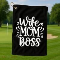 Wife Mom Boss Funny Gift Golf Towel thumb 1