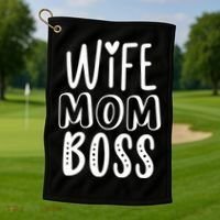 Wife Mom Boss Cute Gift Golf Towel thumb 1