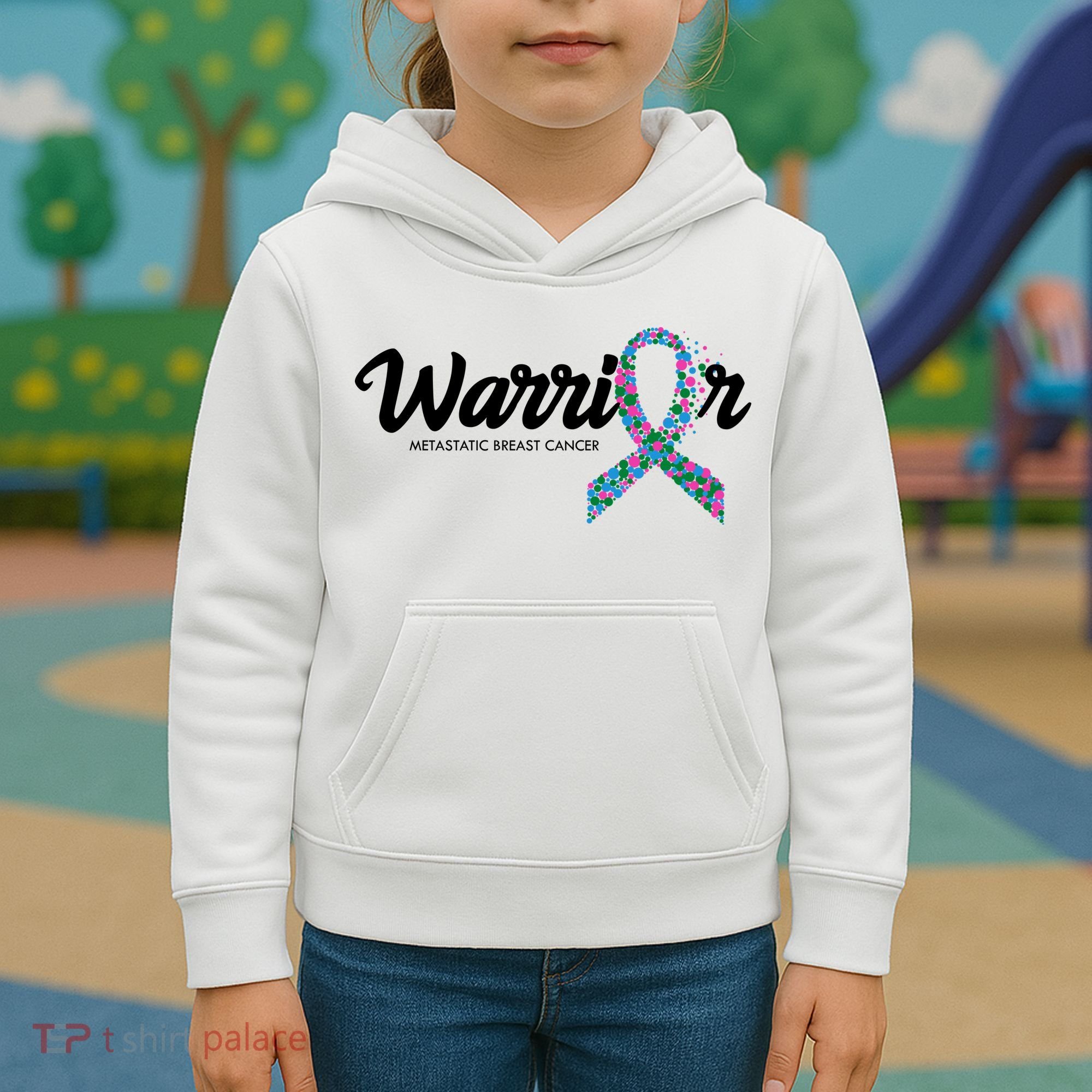 Warrior Metastatic Breast Cancer Awareness Kids Hoodie