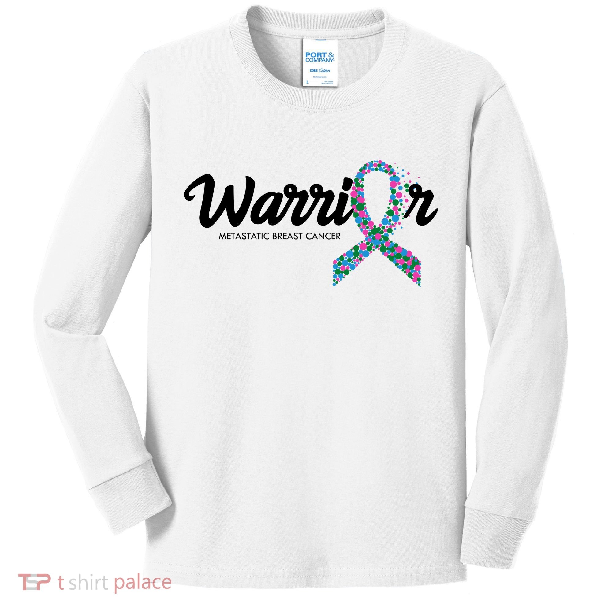 Warrior Metastatic Breast Cancer Awareness Kids Long Sleeve Shirt