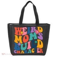 Weird Moms Build Character Funny Retro Tote Bag thumb 0