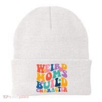 Weird Moms Build Character Funny Retro Beanie thumb 0
