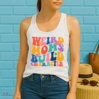 Weird Moms Build Character Funny Retro Women's Tank Top thumb 2