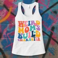 Weird Moms Build Character Funny Retro Women's Tank Top thumb 3