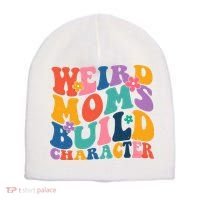 Weird Moms Build Character Funny Retro Short Acrylic Beanie thumb 0