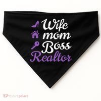 Wife Mom Boss And Realtor Gift USA-Made Doggie Bandana thumb 0