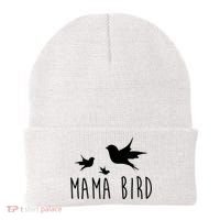 Womens Mama Bird Baby Bird Mother's Day For Her Beanie thumb 0
