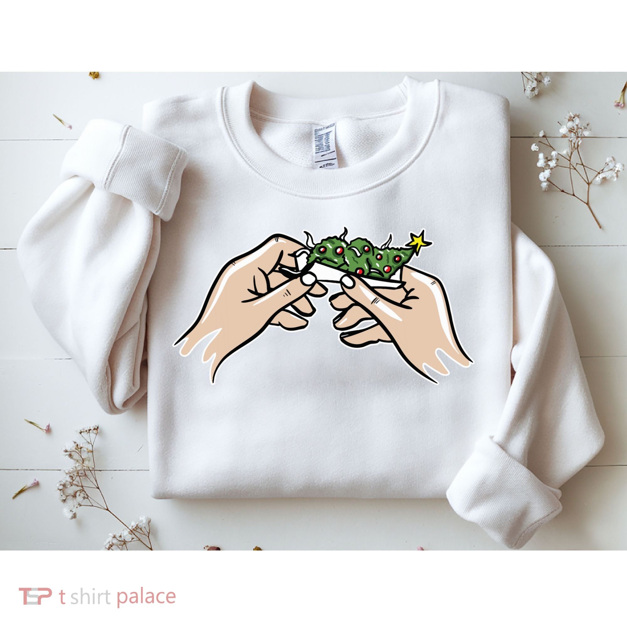 Weed Marijuana Christmas Xmas Tree Ornaments Smoker Gift Sweatshirt
