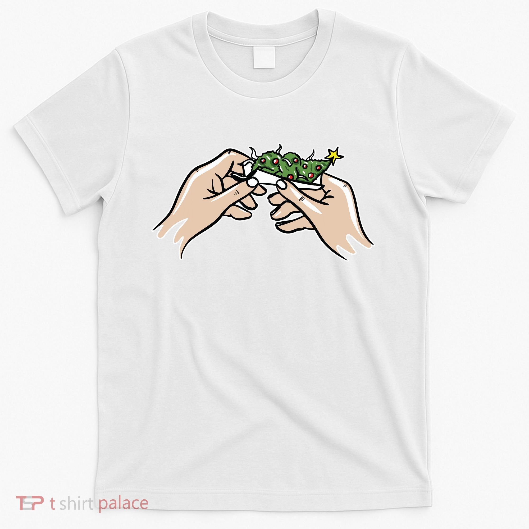 Weed Marijuana Christmas Xmas Tree Ornaments Smoker Gift T-Shirt