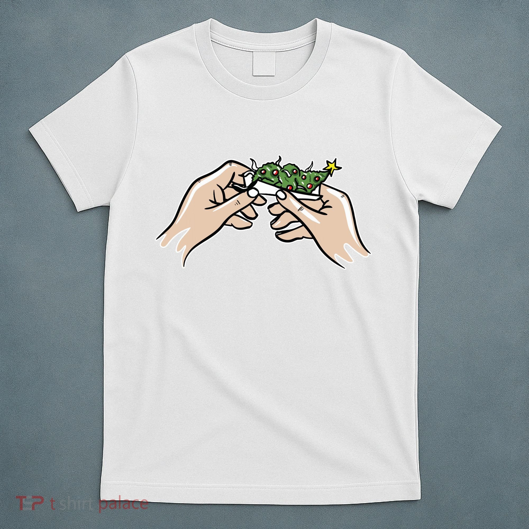 Weed Marijuana Christmas Xmas Tree Ornaments Smoker Gift T-Shirt