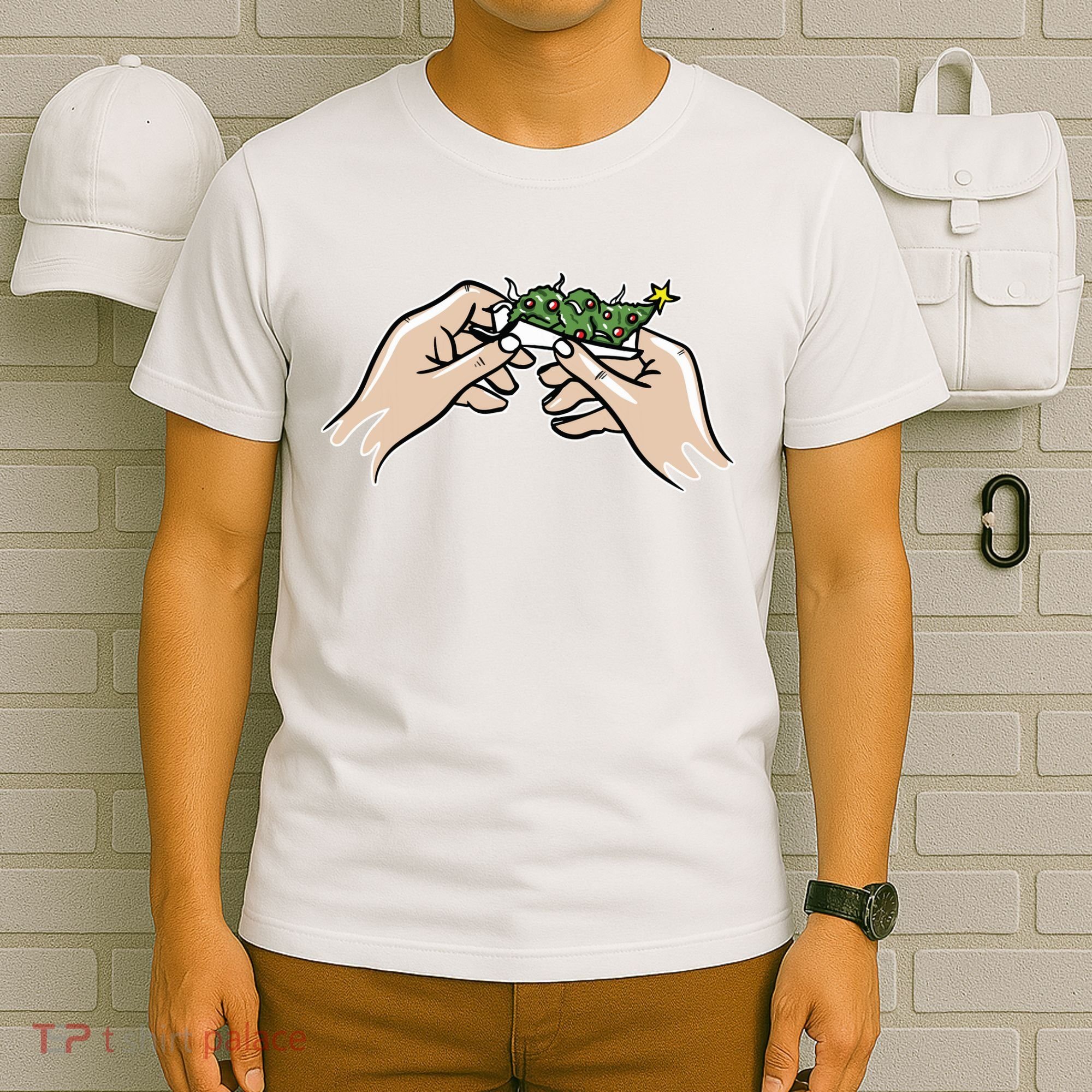 Weed Marijuana Christmas Xmas Tree Ornaments Smoker Gift T-Shirt