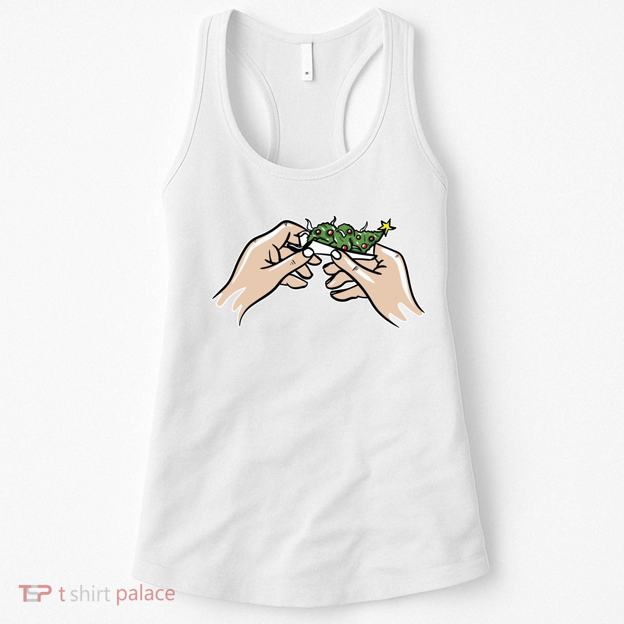 Weed Marijuana Christmas Xmas Tree Ornaments Smoker Gift Women's Tank Top