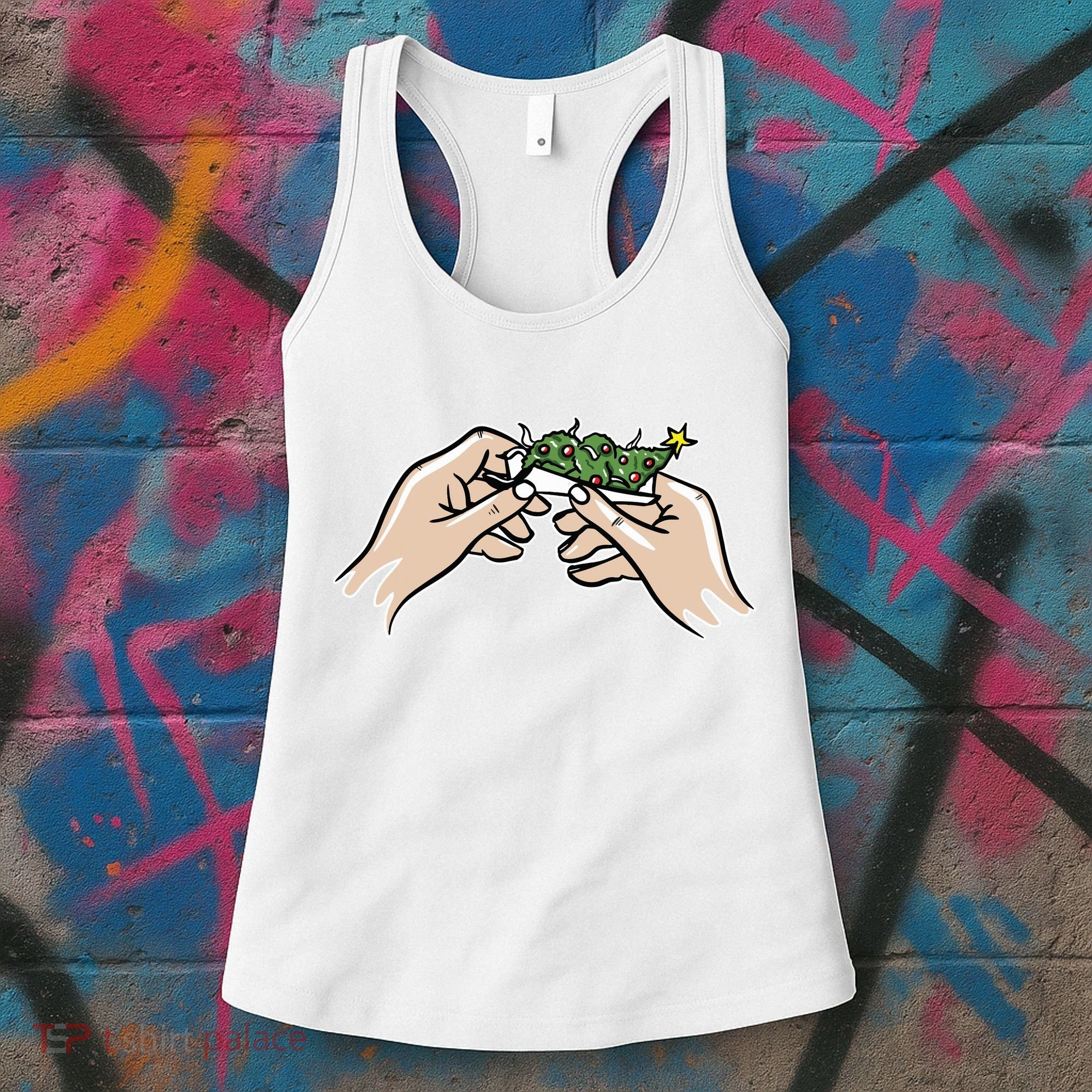 Weed Marijuana Christmas Xmas Tree Ornaments Smoker Gift Women's Tank Top