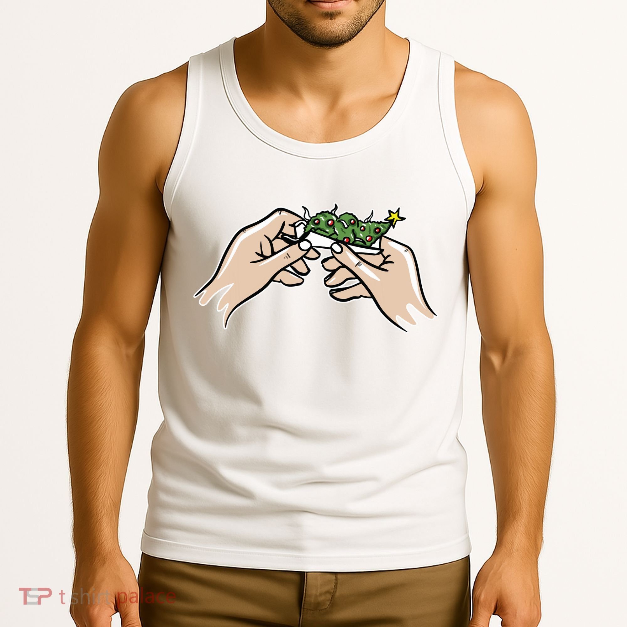 Weed Marijuana Christmas Xmas Tree Ornaments Smoker Gift Tank Top