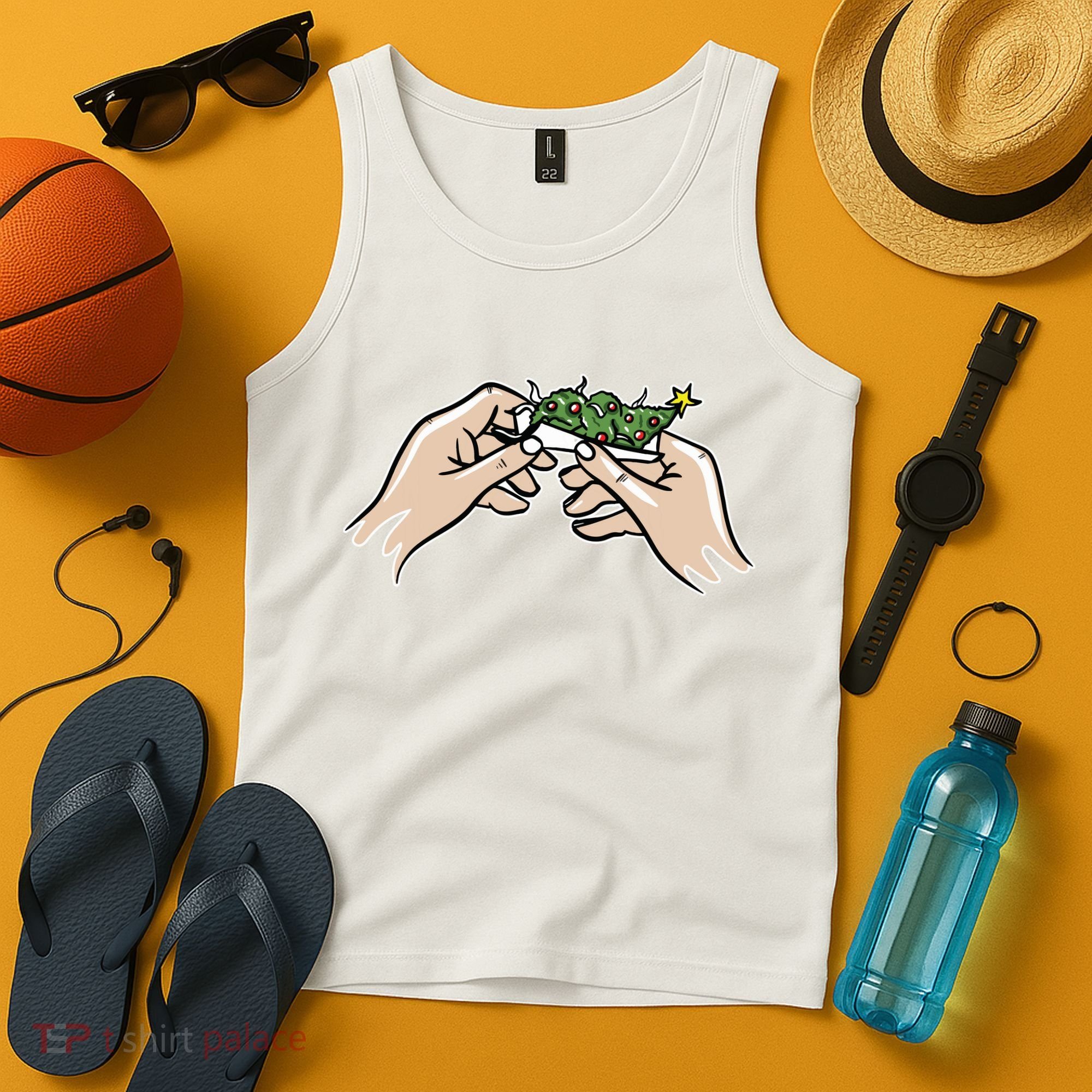 Weed Marijuana Christmas Xmas Tree Ornaments Smoker Gift Tank Top
