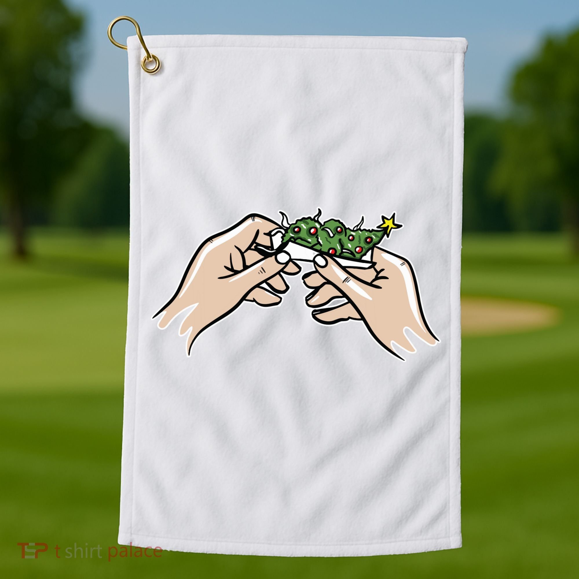 Weed Marijuana Christmas Xmas Tree Ornaments Smoker Gift Golf Towel