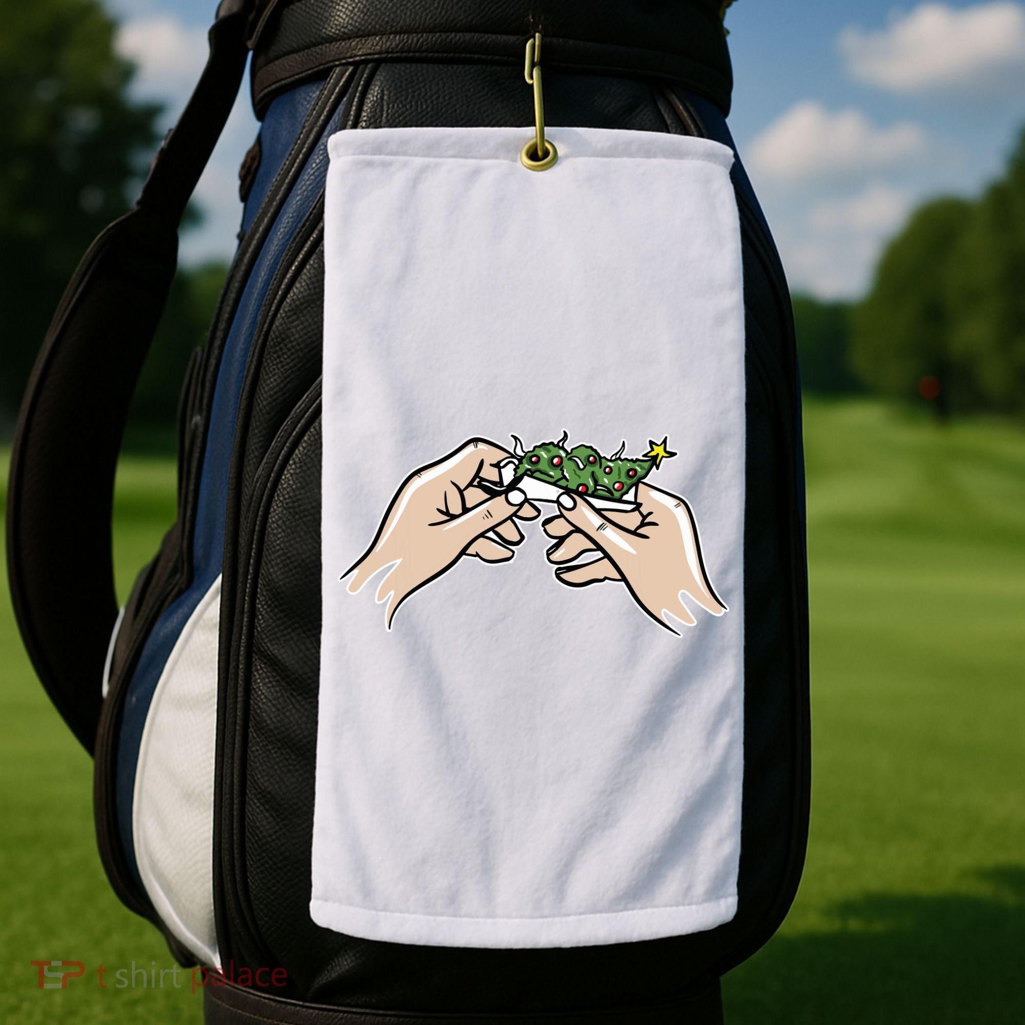 Weed Marijuana Christmas Xmas Tree Ornaments Smoker Gift Golf Towel