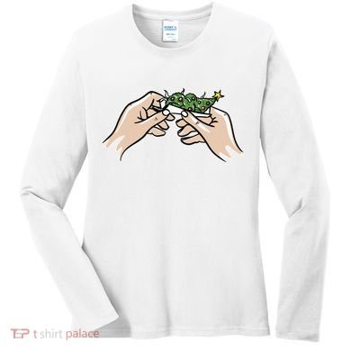 Weed Marijuana Christmas Xmas Tree Ornaments Smoker Gift Women's Long Sleeve Shirt