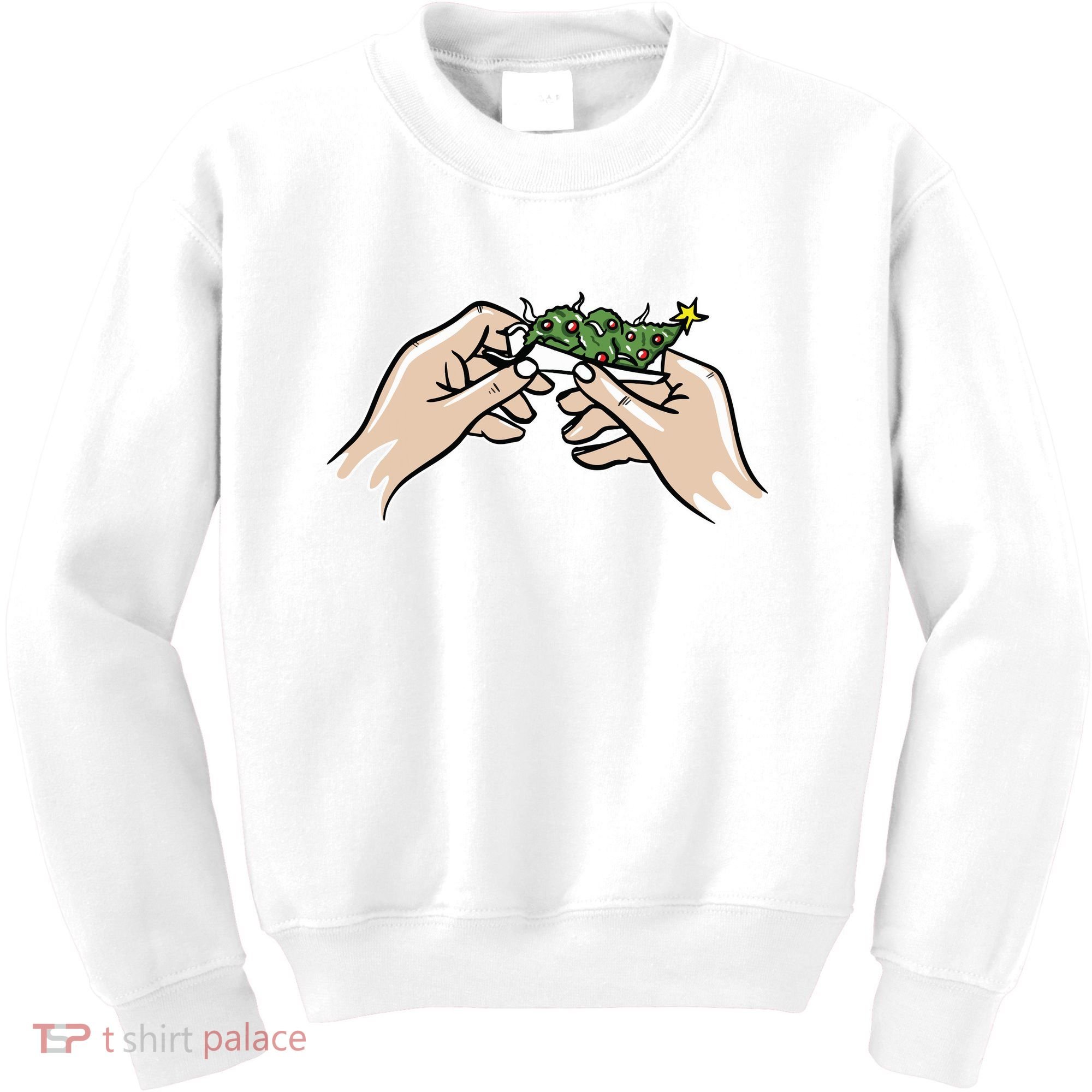 Weed Marijuana Christmas Xmas Tree Ornaments Smoker Gift Kids Sweatshirt
