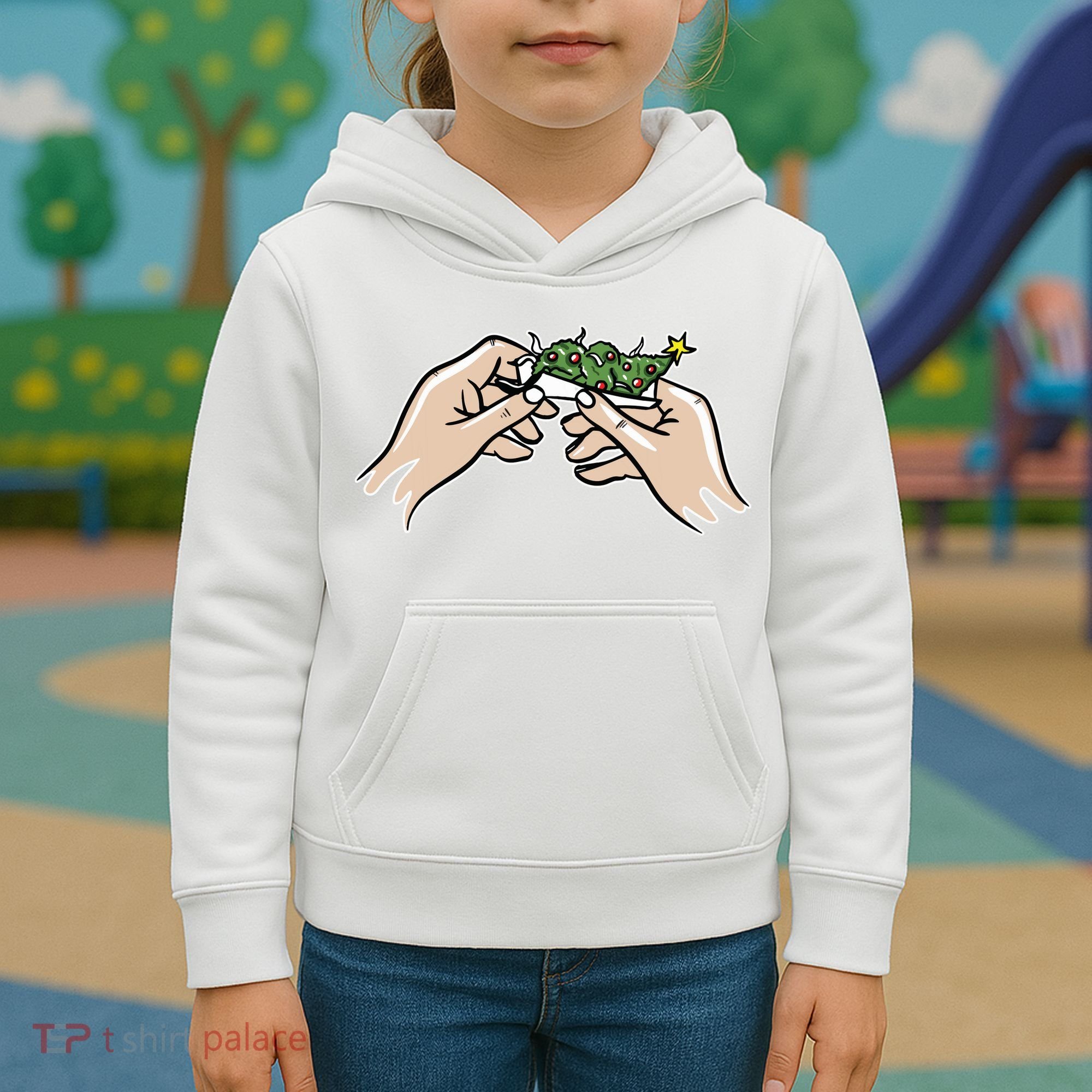 Weed Marijuana Christmas Xmas Tree Ornaments Smoker Gift Kids Hoodie