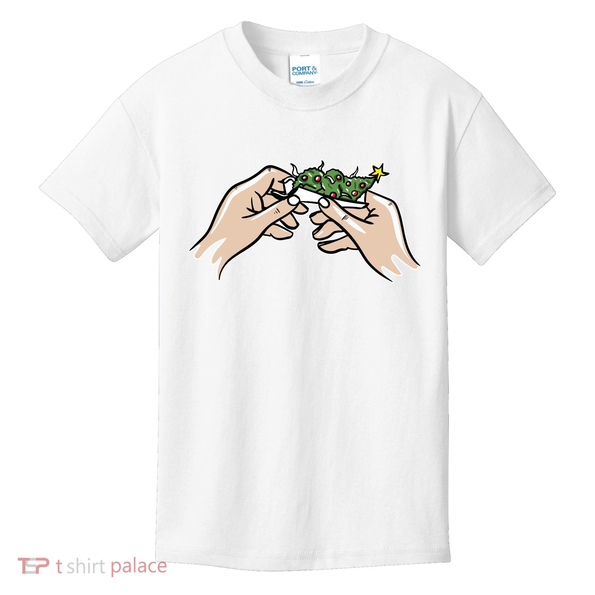 Weed Marijuana Christmas Xmas Tree Ornaments Smoker Gift Kids T-Shirt