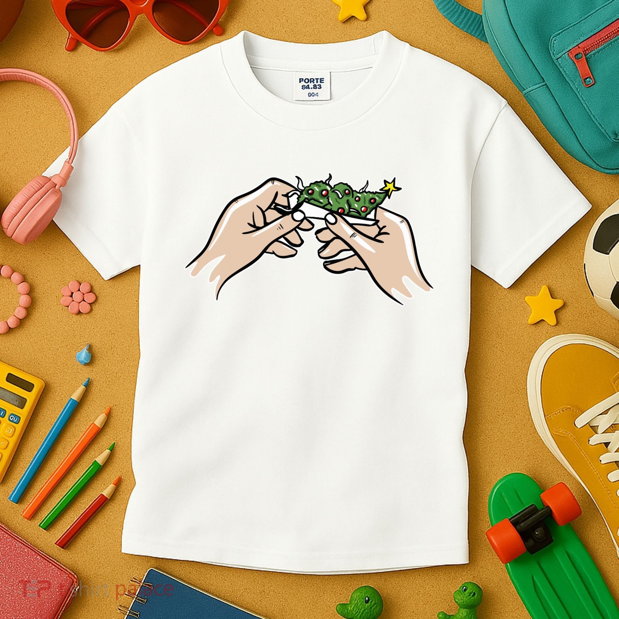 Weed Marijuana Christmas Xmas Tree Ornaments Smoker Gift Kids T-Shirt