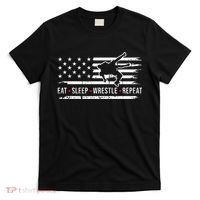 wrestling MMA eat sleep wrestle repeat funny theme wrestler  T-Shirt thumb 0