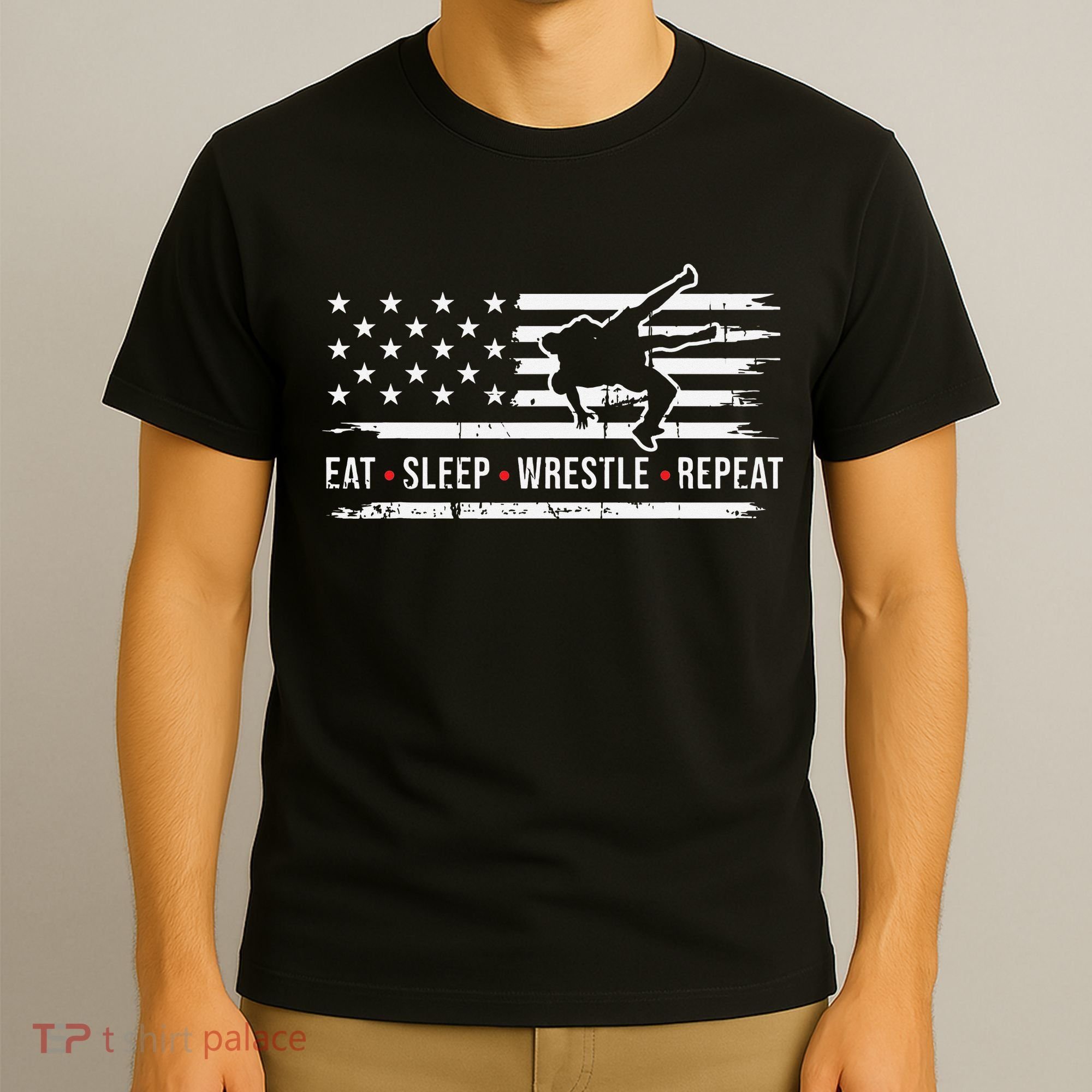 wrestling MMA eat sleep wrestle repeat funny theme wrestler  T-Shirt