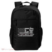 wrestling MMA eat sleep wrestle repeat funny theme wrestler  Backpack thumb 0