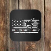 wrestling MMA eat sleep wrestle repeat funny theme wrestler  Coaster thumb 0