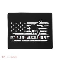 wrestling MMA eat sleep wrestle repeat funny theme wrestler  Mousepad thumb 0
