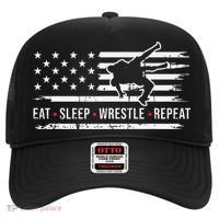 wrestling MMA eat sleep wrestle repeat funny theme wrestler  Hat thumb 0