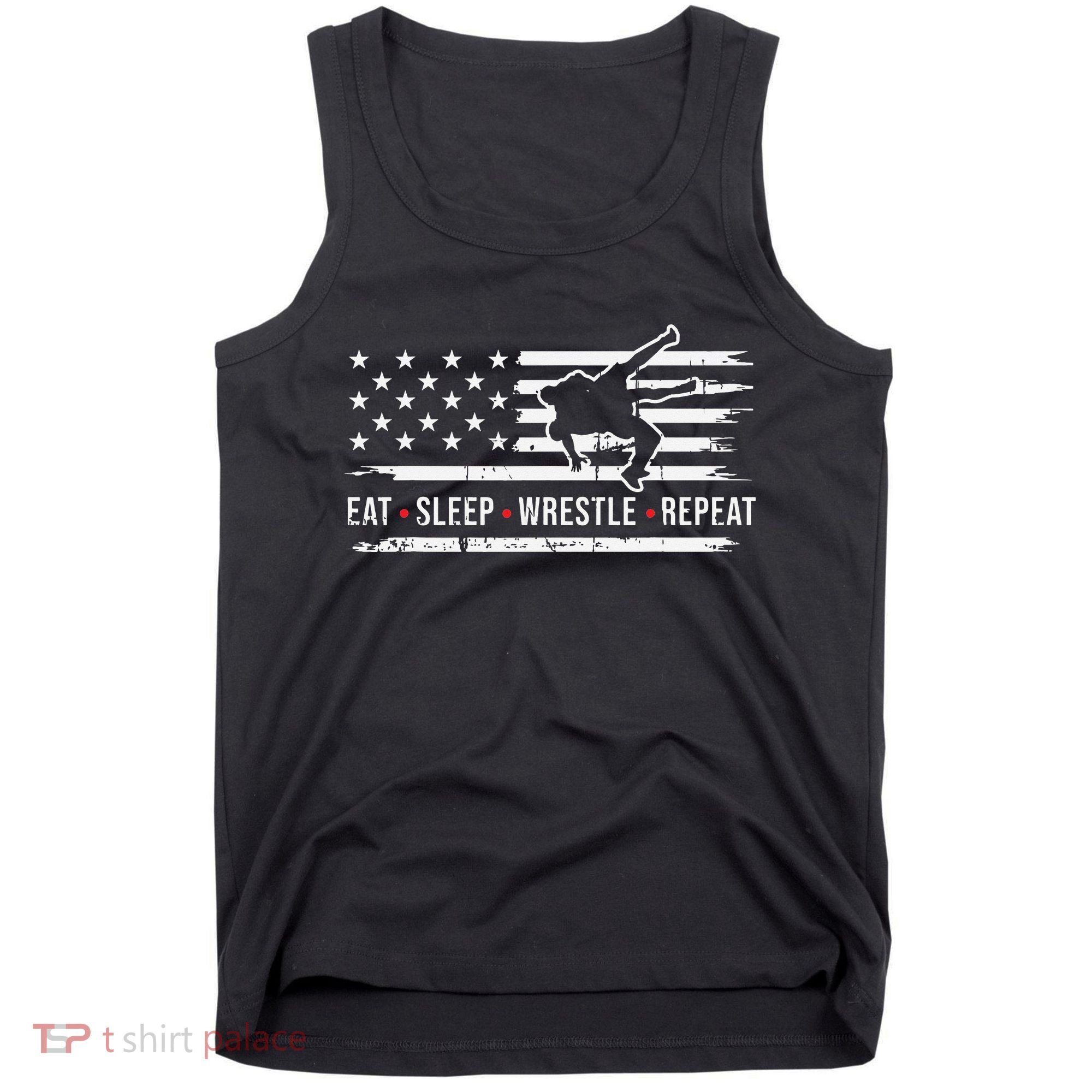 wrestling MMA eat sleep wrestle repeat funny theme wrestler  Tank Top