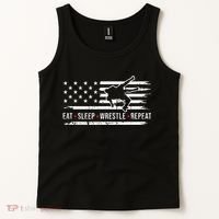 wrestling MMA eat sleep wrestle repeat funny theme wrestler  Tank Top thumb 2