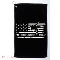 wrestling MMA eat sleep wrestle repeat funny theme wrestler  Golf Towel thumb 0