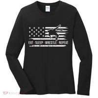 wrestling MMA eat sleep wrestle repeat funny theme wrestler  Women's Long Sleeve Shirt thumb 0