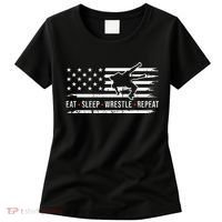 wrestling MMA eat sleep wrestle repeat funny theme wrestler  Women's T-Shirt thumb 0