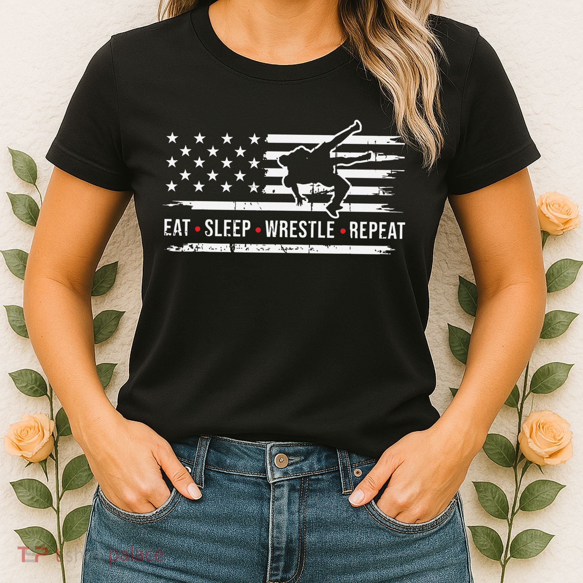 wrestling MMA eat sleep wrestle repeat funny theme wrestler  Women's T-Shirt