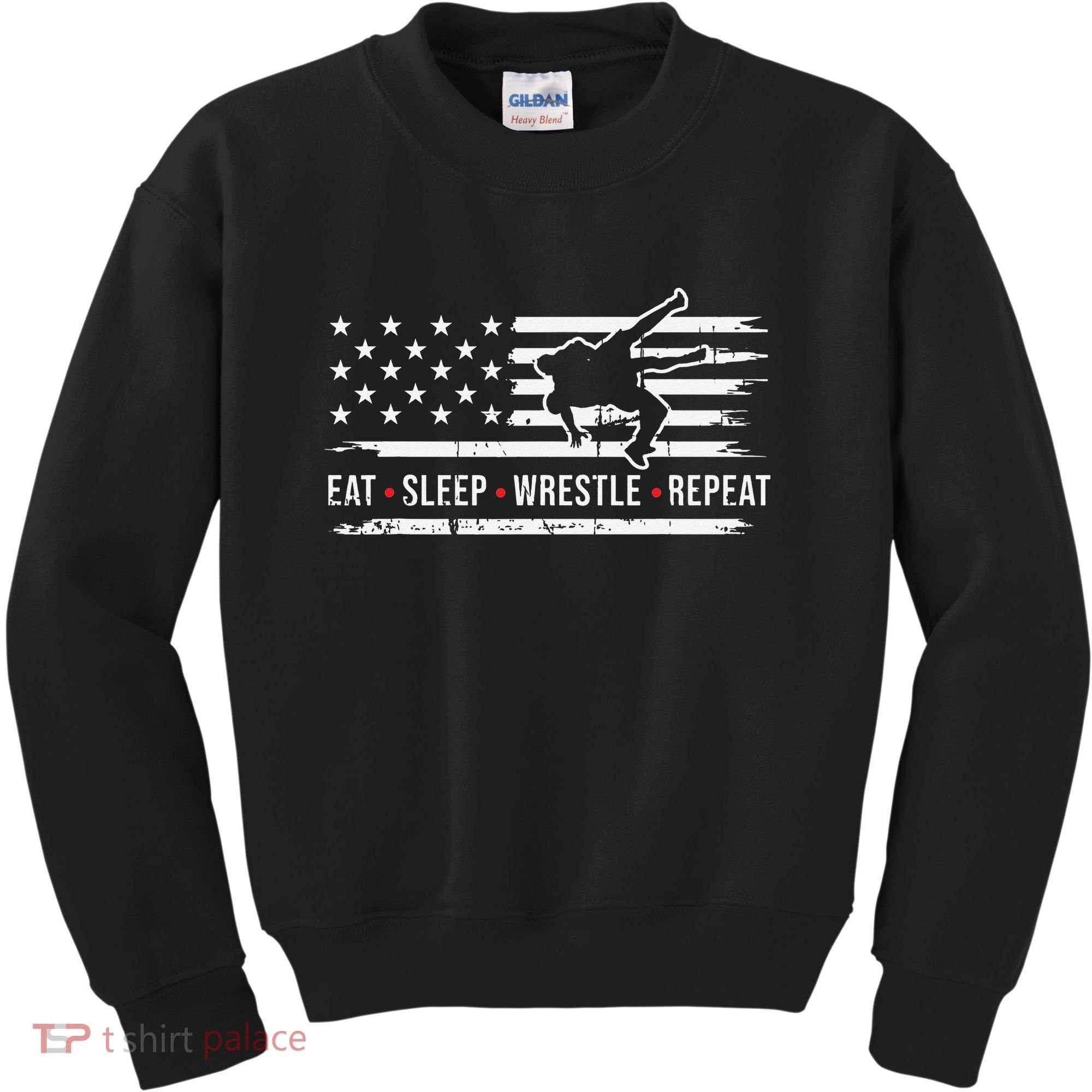 wrestling MMA eat sleep wrestle repeat funny theme wrestler  Kids Sweatshirt