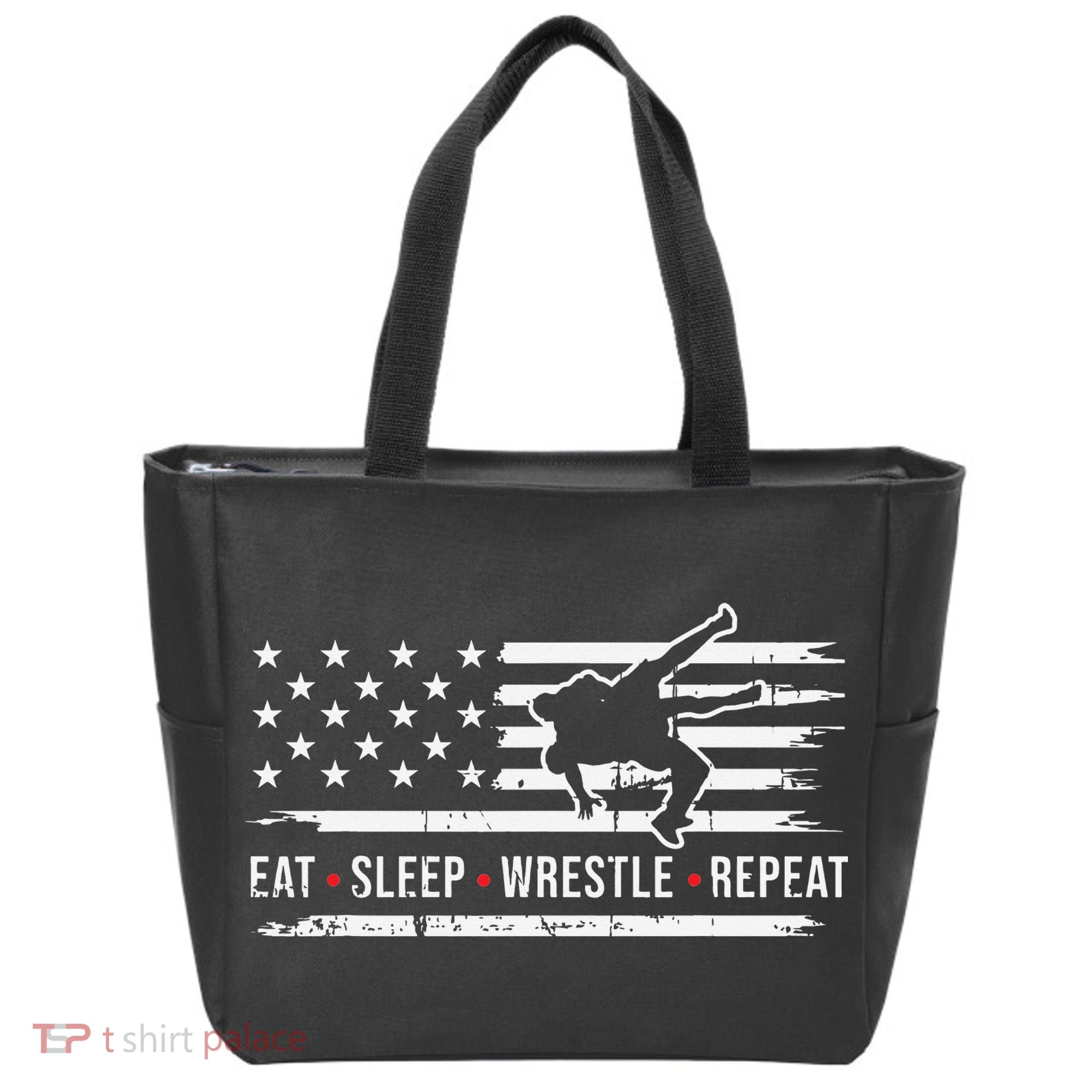 wrestling MMA eat sleep wrestle repeat funny theme wrestler  Tote Bag