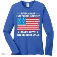 wanna make everything electric start with  border wall  Women's Long Sleeve Shirt thumb 0