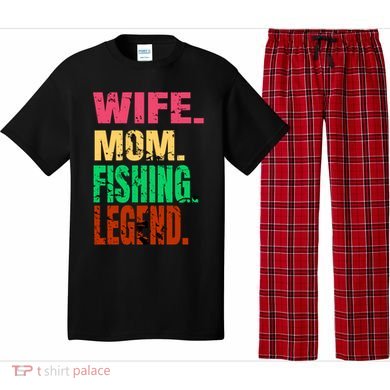Wife Mom Fishing Legend Boat Pontoon On Lake Or Ocean Funny Gift Pajama Set