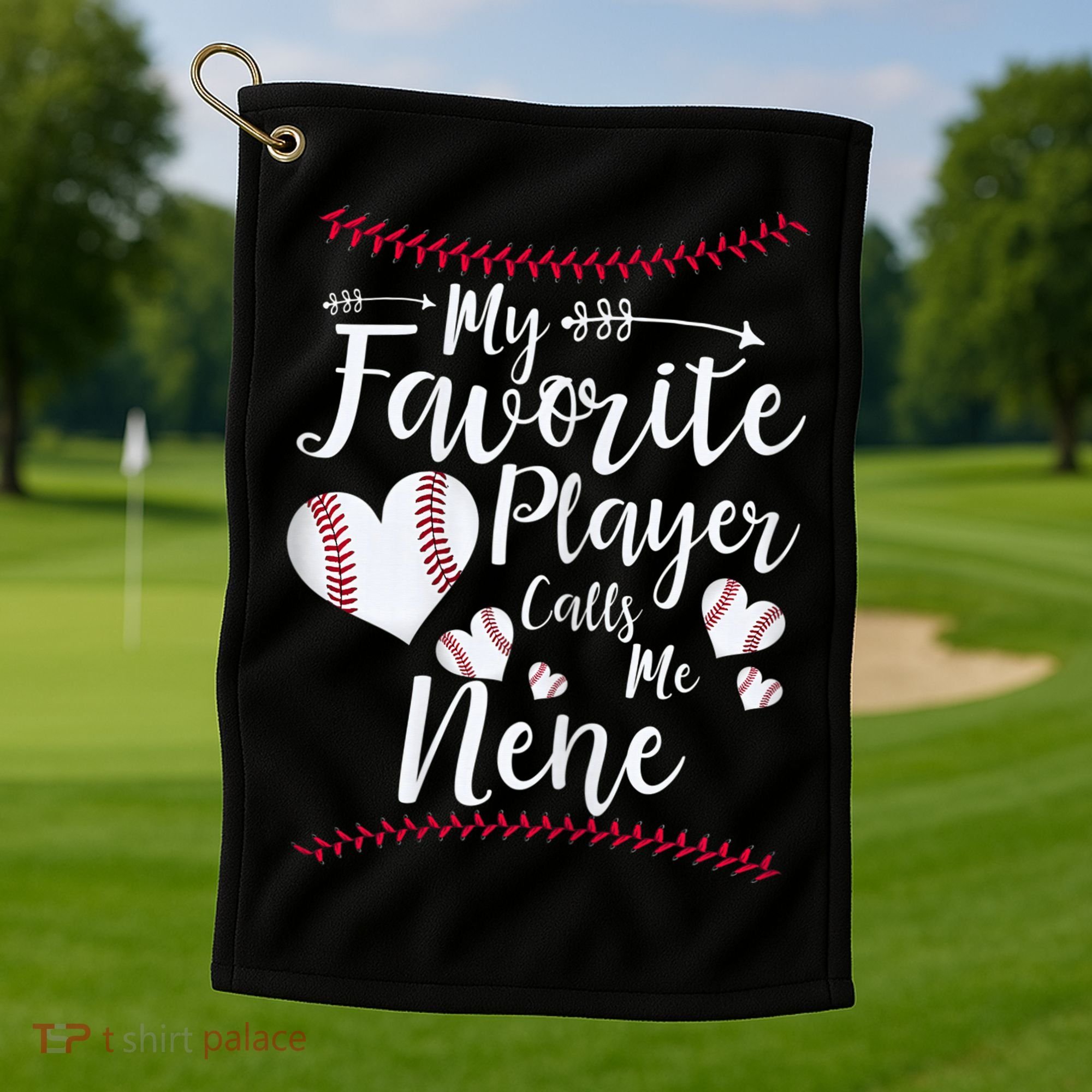 Wo My Favorite Player Calls Me Nene Baseball Heart Golf Towel
