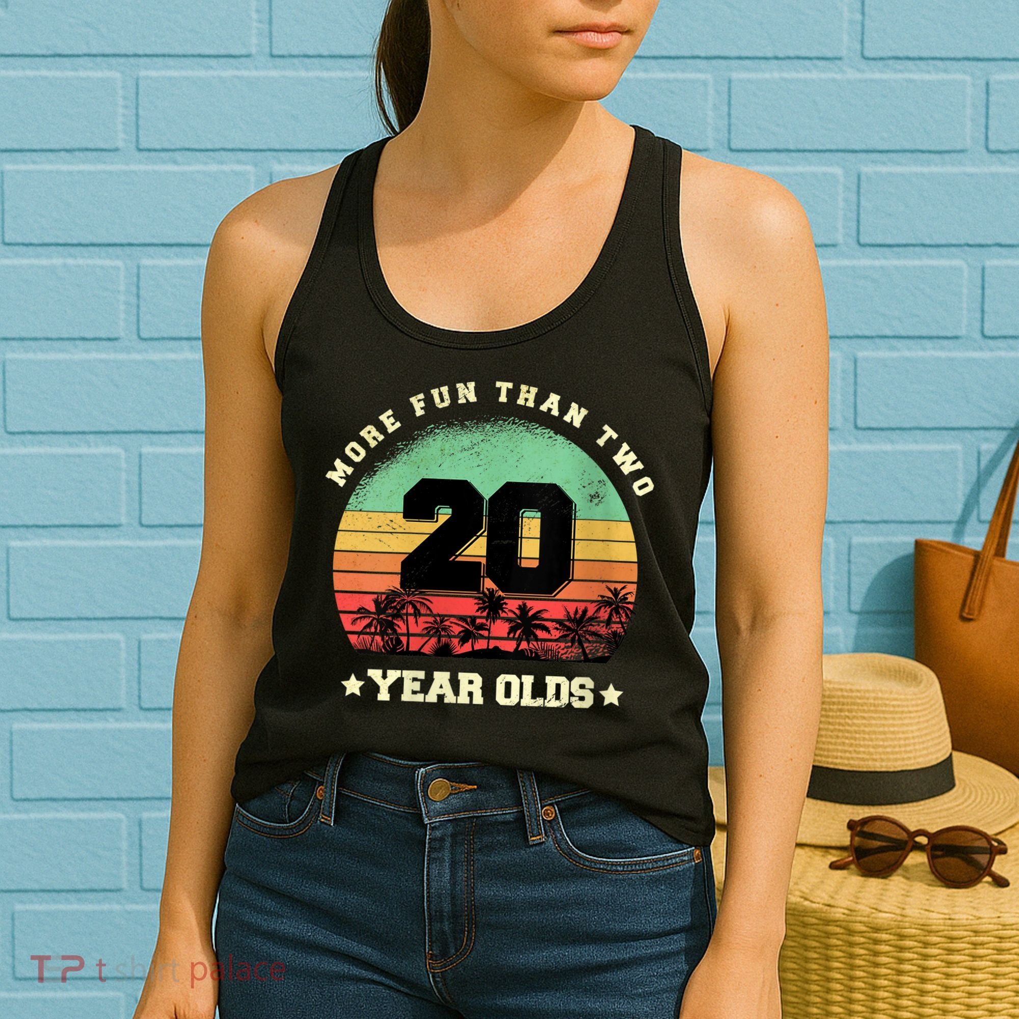 Wom.e.ns More Fun Than Two Twenty Year Olds 40th Birthday V-Neck Women's Tank Top