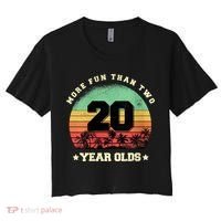 Wom.e.ns More Fun Than Two Twenty Year Olds 40th Birthday V-Neck Women's Crop Top Tee thumb 0