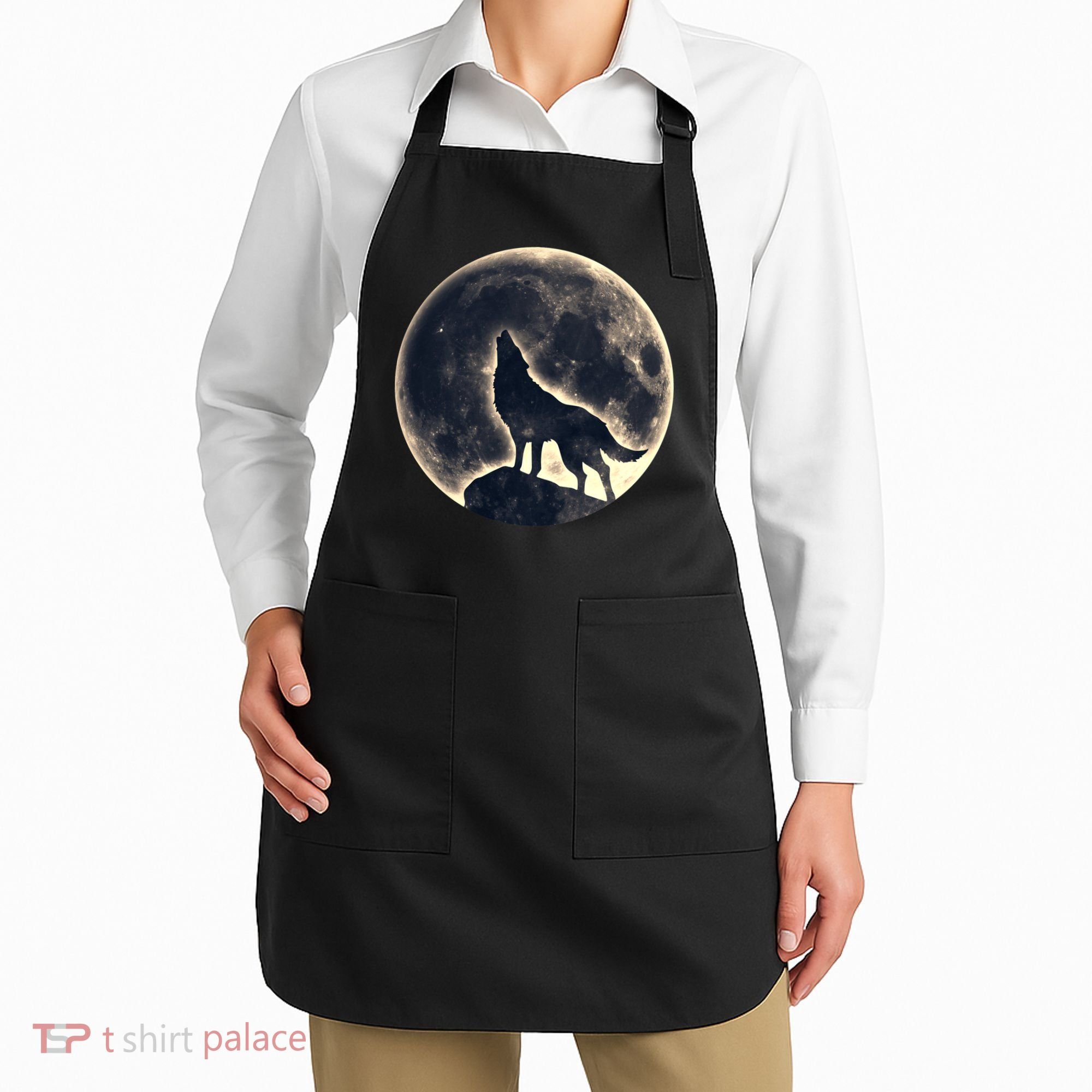 Wolf Moon Fantasy Wild Dog Wolves Apron